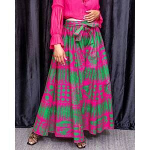NEW KARA CHIC african print wide leg pants in multi pink